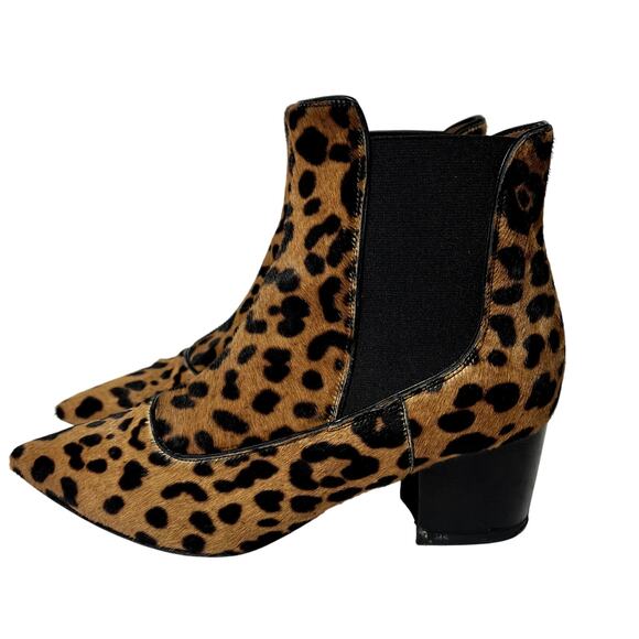 Tabitha Simmons Chelsea Boots Womens 7 Shadow Leopard Print Calf Hair Brown - Picture 2 of 16